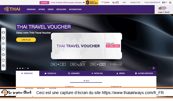 Comment joindre le service client Thai Airways ? 