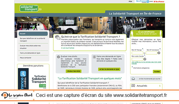 Contact mail du service client Solidarité Transport